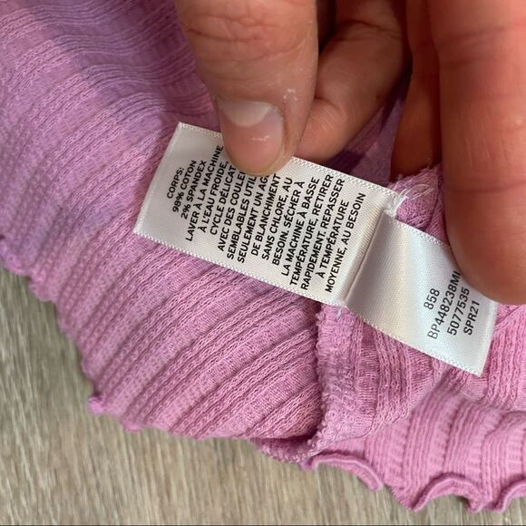 BP Sort Sleeve Pink Ribbed 1/4 Button Down Top - NWT - Picture 4 of 6